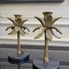 2’Lİ DÖKÜM MERMER KAİDELİ YAPRAKLI ESKİTME GOLD ŞAMDAN