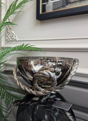 DÖKÜM ESKİTME GOLD ZİNCİR DETAYLI CAM KASE