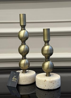 TRAVERTEN KAİDELİ 2’Lİ ESKİTME GOLD ŞAMDAN