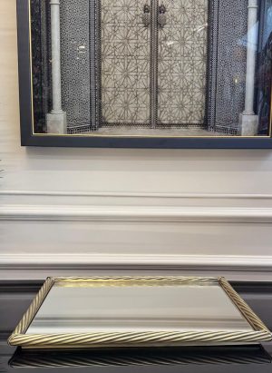 DİKDÖRTGEN ESKİTME GOLD BURGULU TEPSİ