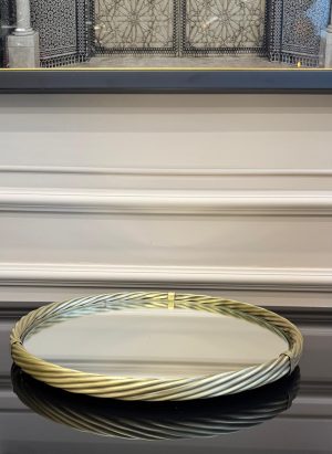 YUVARLAK BURGULU ESKİTME GOLD TEPSİ