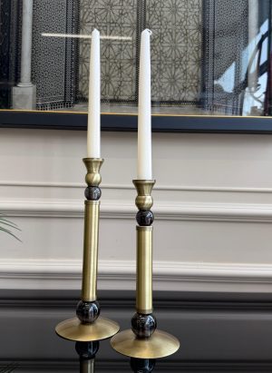 ESKİTME GOLD KRİSTAL FÜME TOP DETAYLI 2’Lİ ŞAMDAN