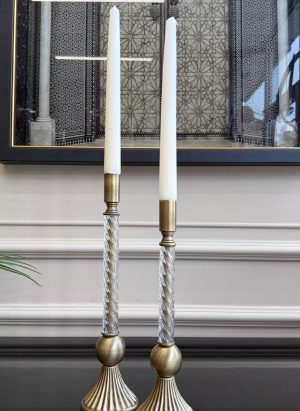 ESKİTME GOLD KRİSTAL DETAYLI 2’Lİ ŞAMDAN