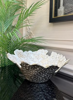 DÖKÜM GOLD KREM DETAYLI DERİN DEKORATİF KASE
