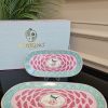 PORSELEN KUŞ DESENLİ 2'Lİ YEŞİL KAYIK TABAK