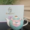 PORSELEN KUŞ DESENLİ YEŞİL BİTKİ ÇAYI DEMLİĞİ