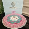PORSELEN KUŞ DESENLİ PEMBE AYAKLI SUNUMLUK