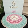 PORSELEN KUŞ DESENLİ YEŞİL AYAKLI SUNUMLUK