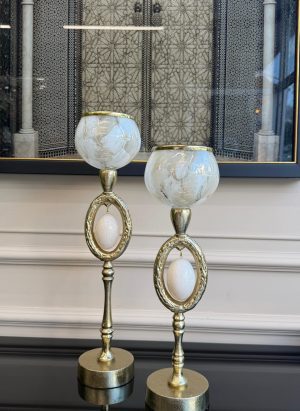 İTHAL GOLD DÖKÜM İNCİ DETAYLI 2’Lİ ŞAMDAN