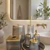 ANTRASİT DEGRADE ESKİTME GOLD METAL ÇERÇEVELİ LUX BANYO SETİ
