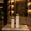 PATLATMA TRAVERTEN ESKİTME GOLD DETAYLI 2’Lİ ŞAMDAN