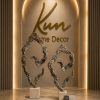 TRAVERTEN KAİDELİ ESKİTME GOLD DÖKÜM 2’Lİ SOYUT OBJE BÜYÜK BOY